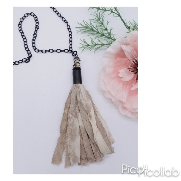 Bullet Casing Sari Silk Necklace - Picture 2 of 3